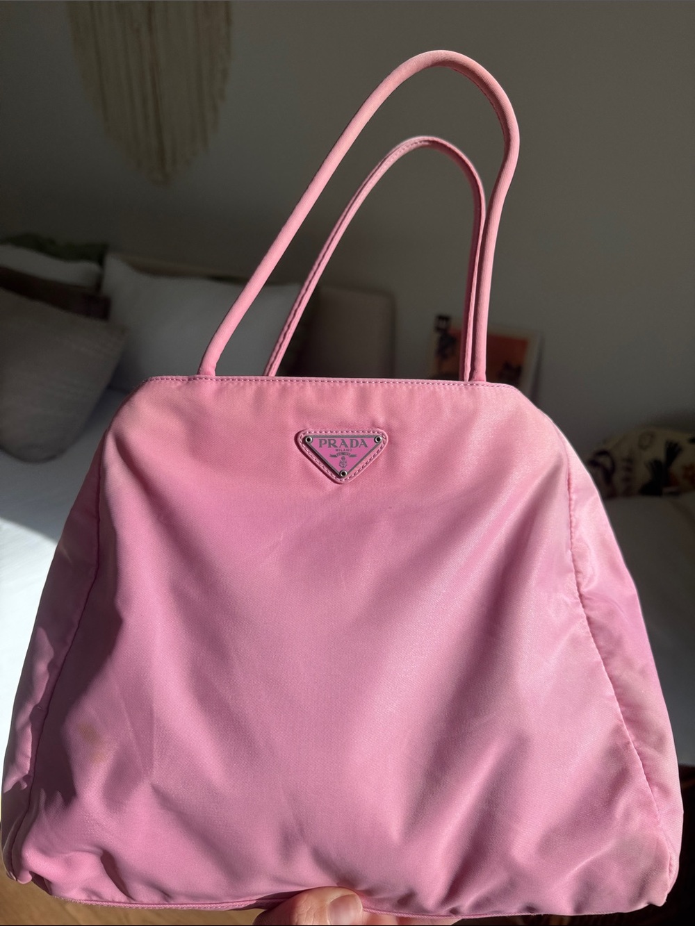 Authentic Prada Vintage Pink Nylon Tote Bag with COA 💕